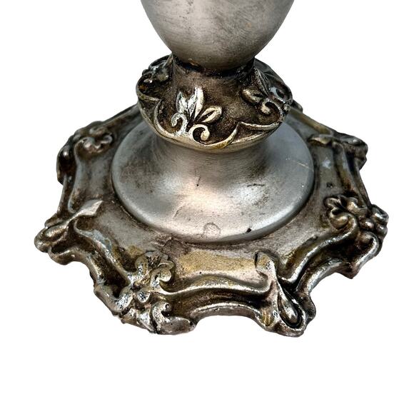 Gothic Skull Roses Floral Standing Mirror Silver Tone Vanity Table Top Decor - Picture 8 of 10